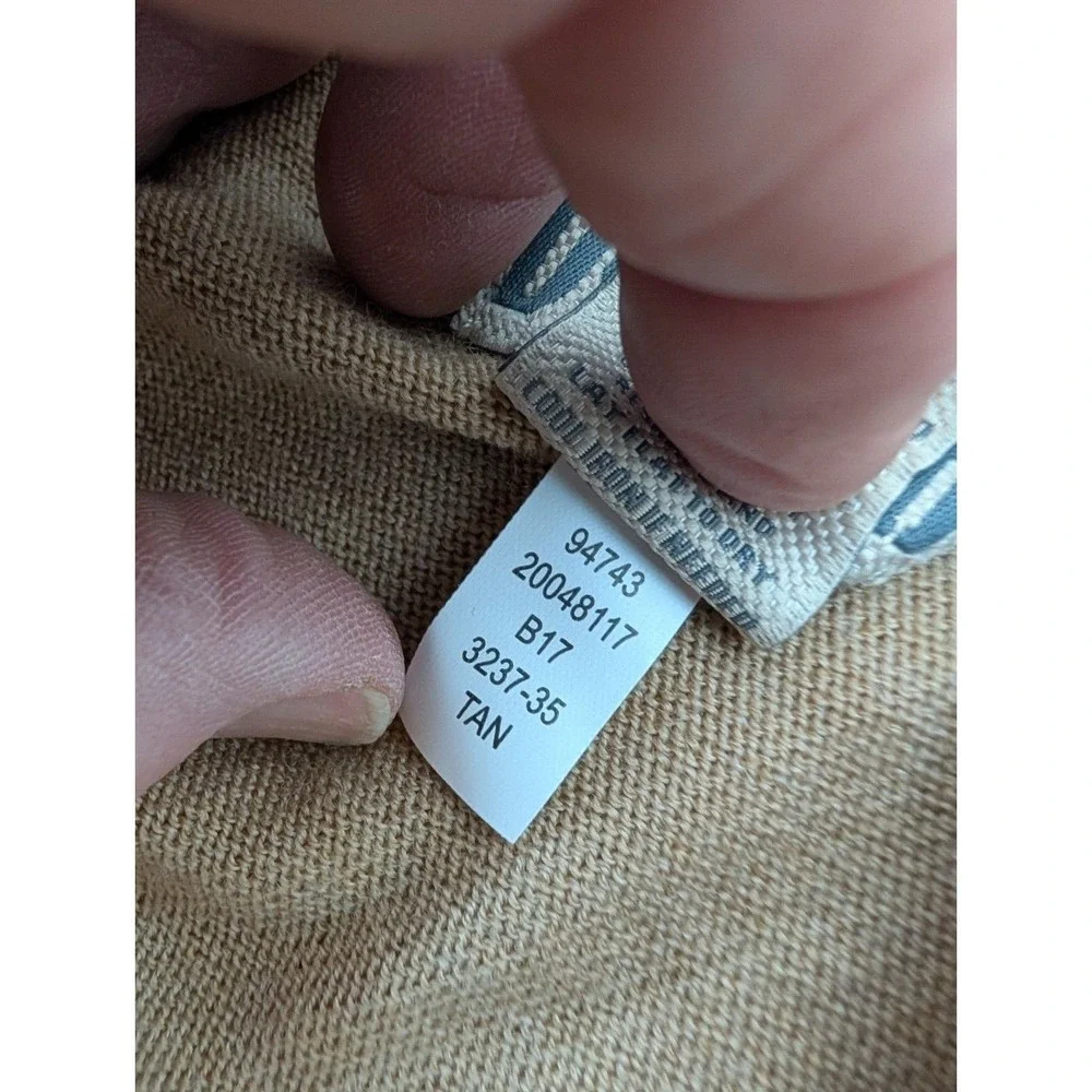 Duluth Trading Co Sweater Womens Sz Small Merino Wool V-Neck Pullover Preppy Tan